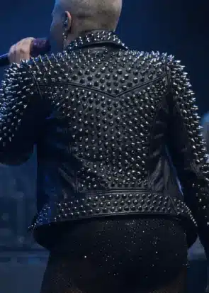 P!nk Summer Carnival Tour 2023 Black Studded Punk Leather Jacket for Women