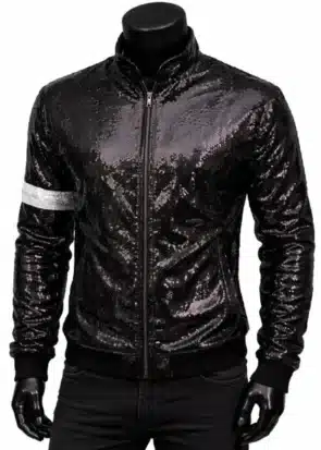 Michael Jackson Billie Jean Sequin Jacket | Black Sparkle Concert Costume | MJ Cosplay Jackets