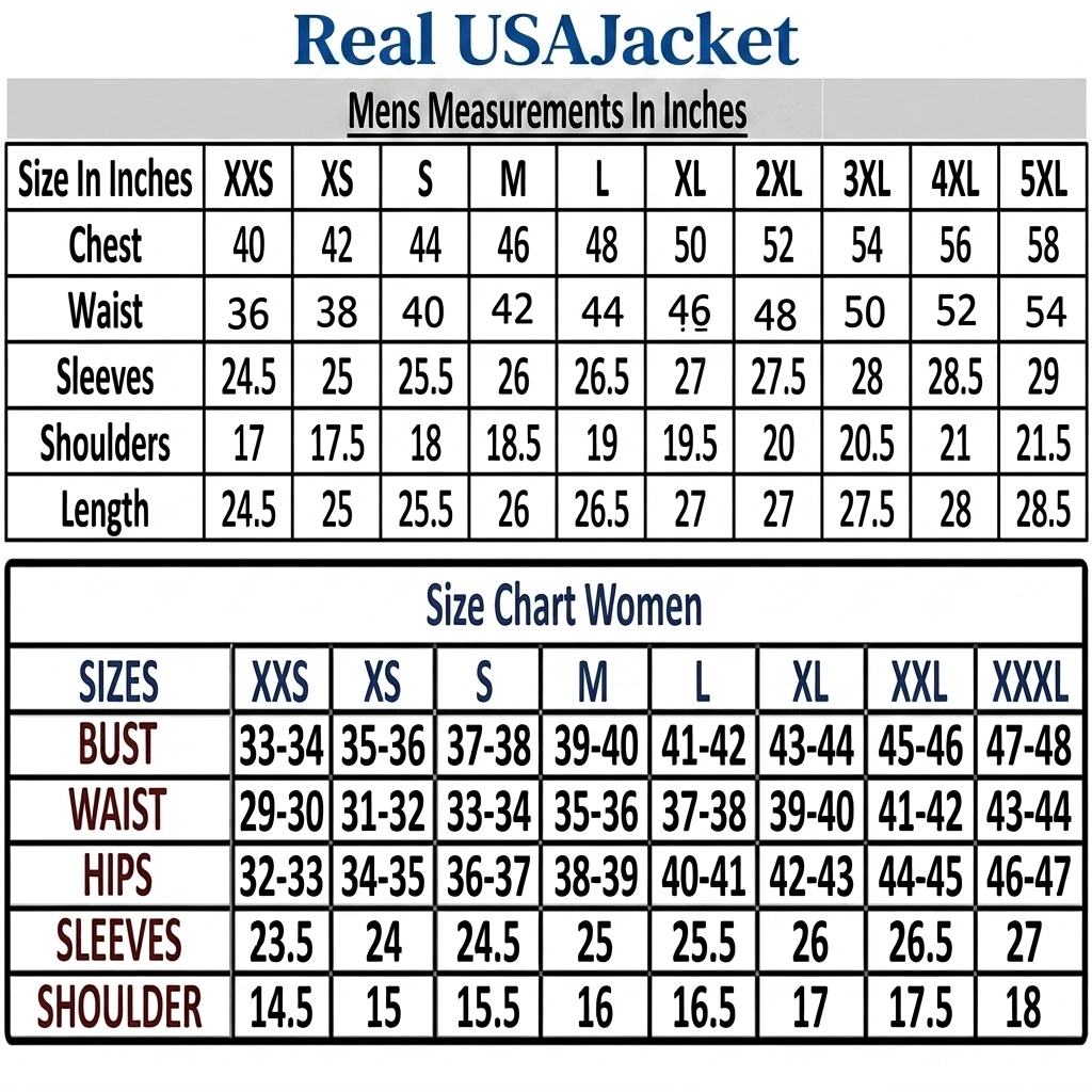 Size chart Real USAJacket