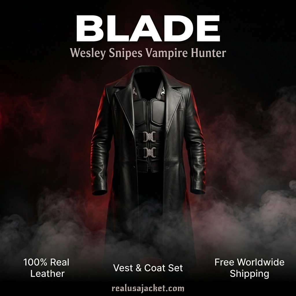 Blade Wesley Snipes Handmade Cosplay Leather Costume Vest Contest Real Leather Season, Blade Vest