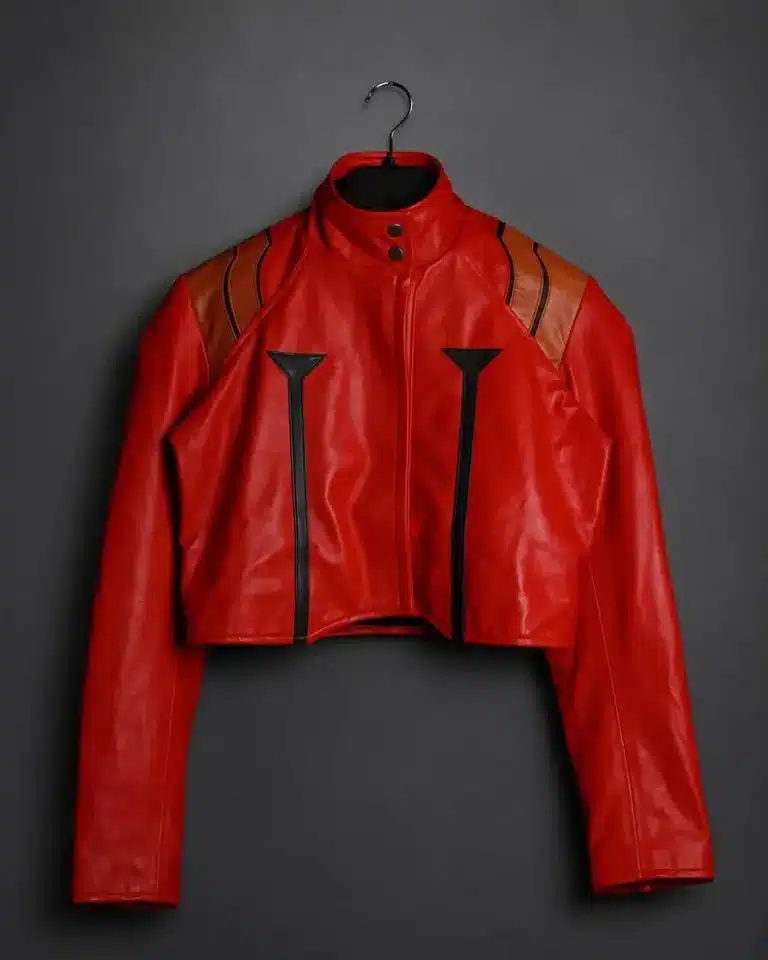 Misato Evangelion Red Leather Battle Jacket | Misato Jacket Anime Cosplay